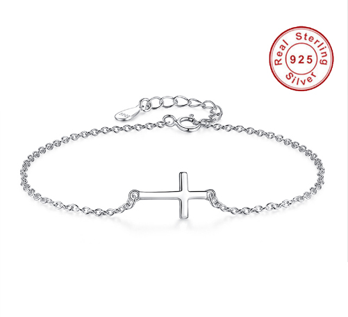 Dámský stříbrný náramek s křížem CROSS - stříbro 925/1000