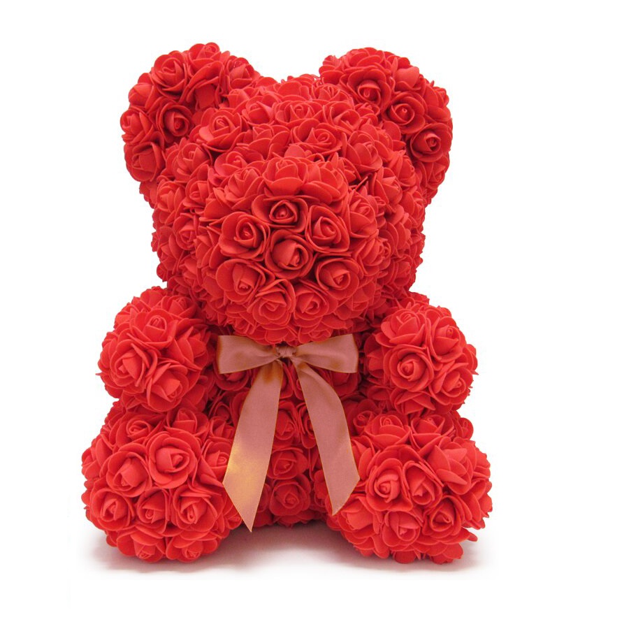 Rose Bear - rudý medvídek z růží 25 cm