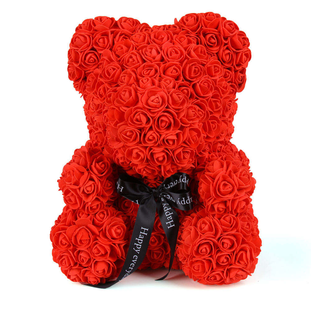 Medvídek z růží - rudý Rose Bear z růží 40 cm