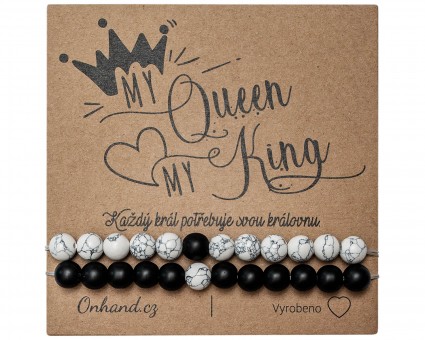 Dárková karta s náramky King Queen yin yang