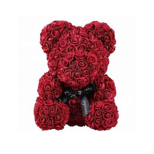 Medvídek z růží - vínový Rose Bear z růží 40 cm