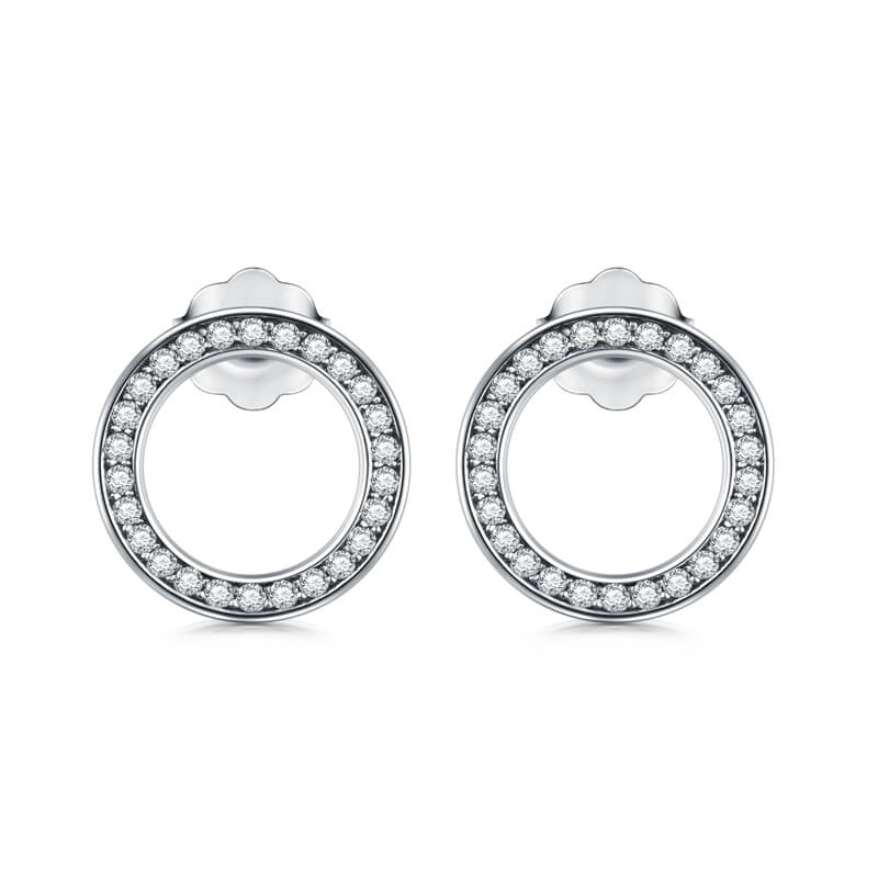 Stříbrné náušnice kroužky se zirkony - stříbro 925/1000
